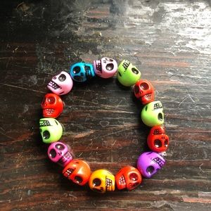Day of the Dead elastic bead bracelet